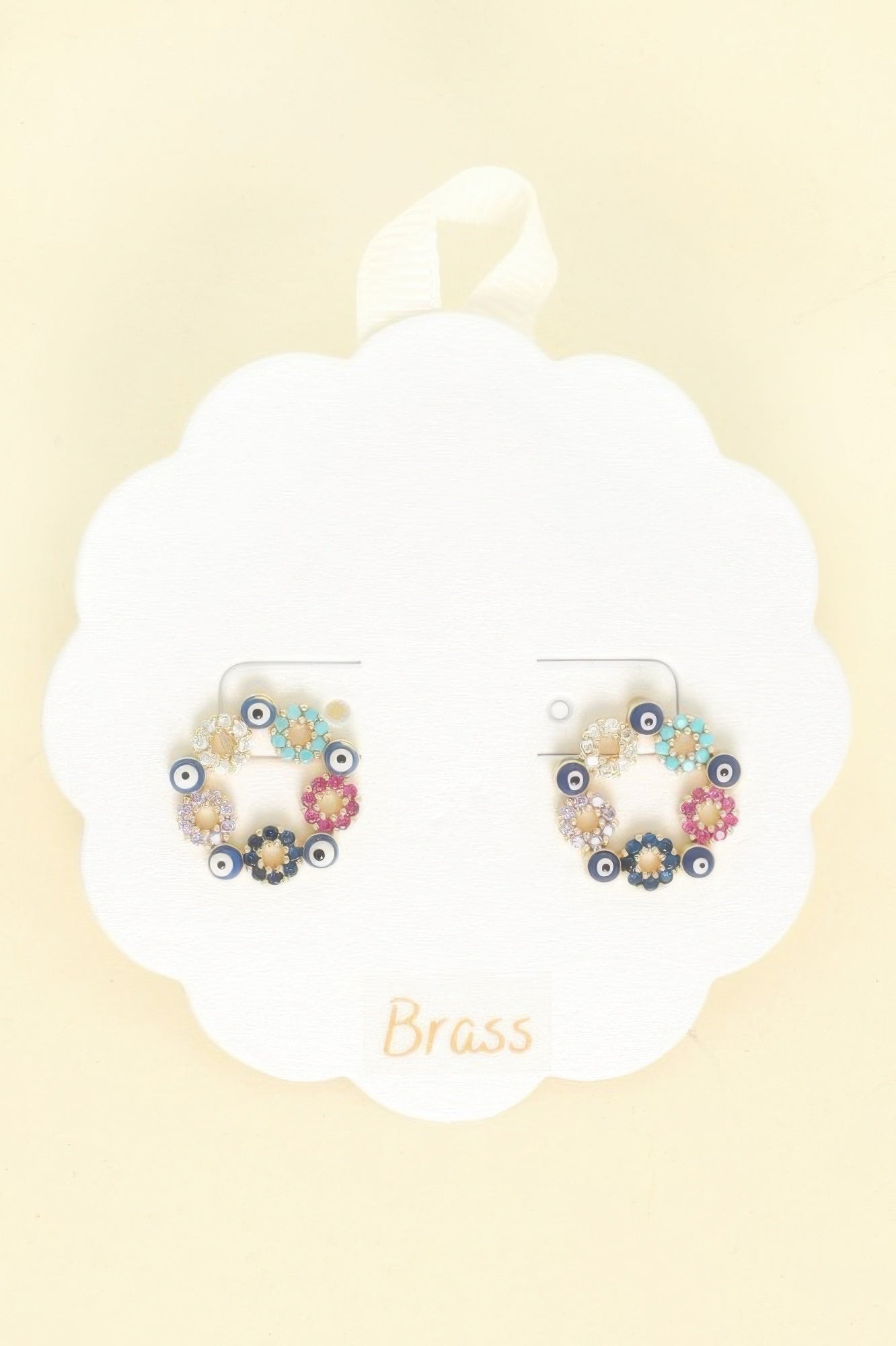 Floral Evil Eye Crystal Stud Earrings