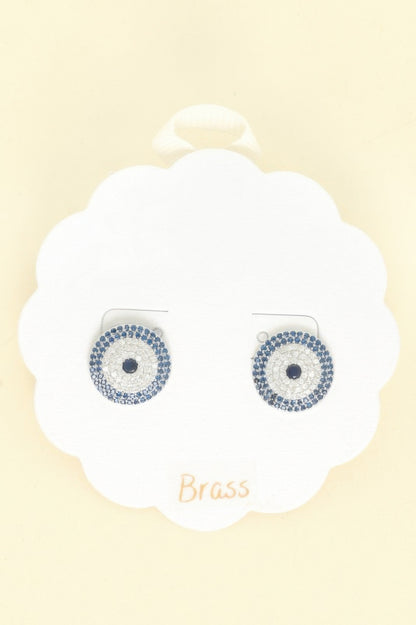 Evil Eye Rhinestone Stud Earrings