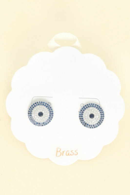 Evil Eye Rhinestone Stud Earrings