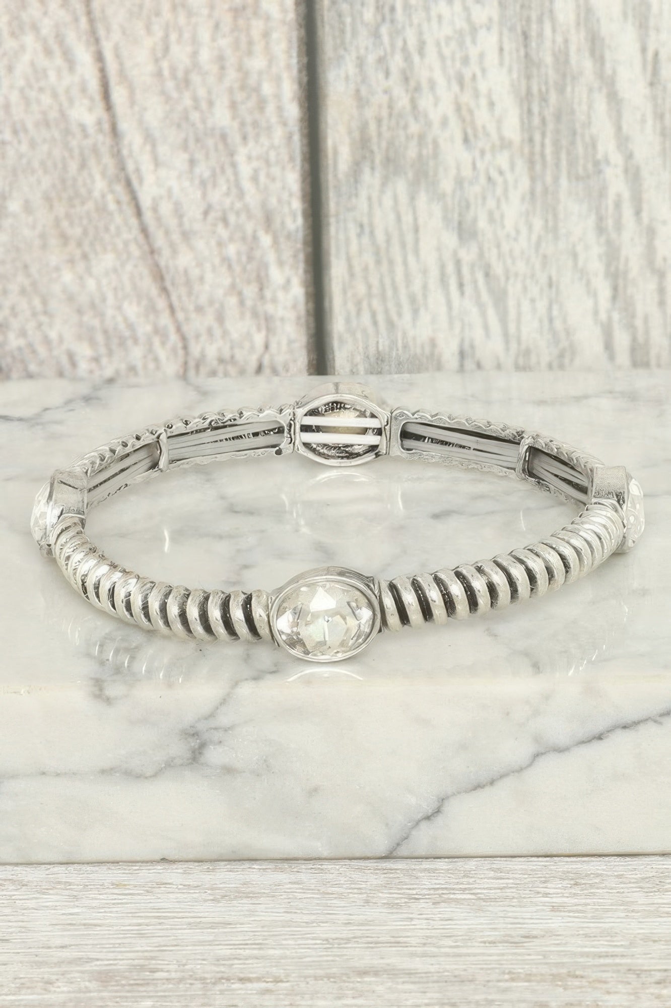 Western Jeweled Ribbed Stretch Bracelet