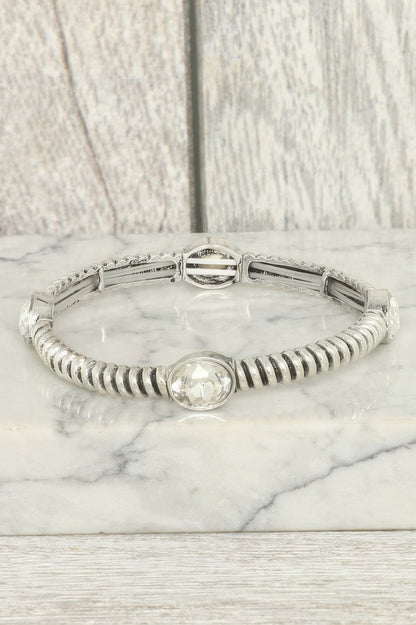 Western Jeweled Ribbed Stretch Bracelet