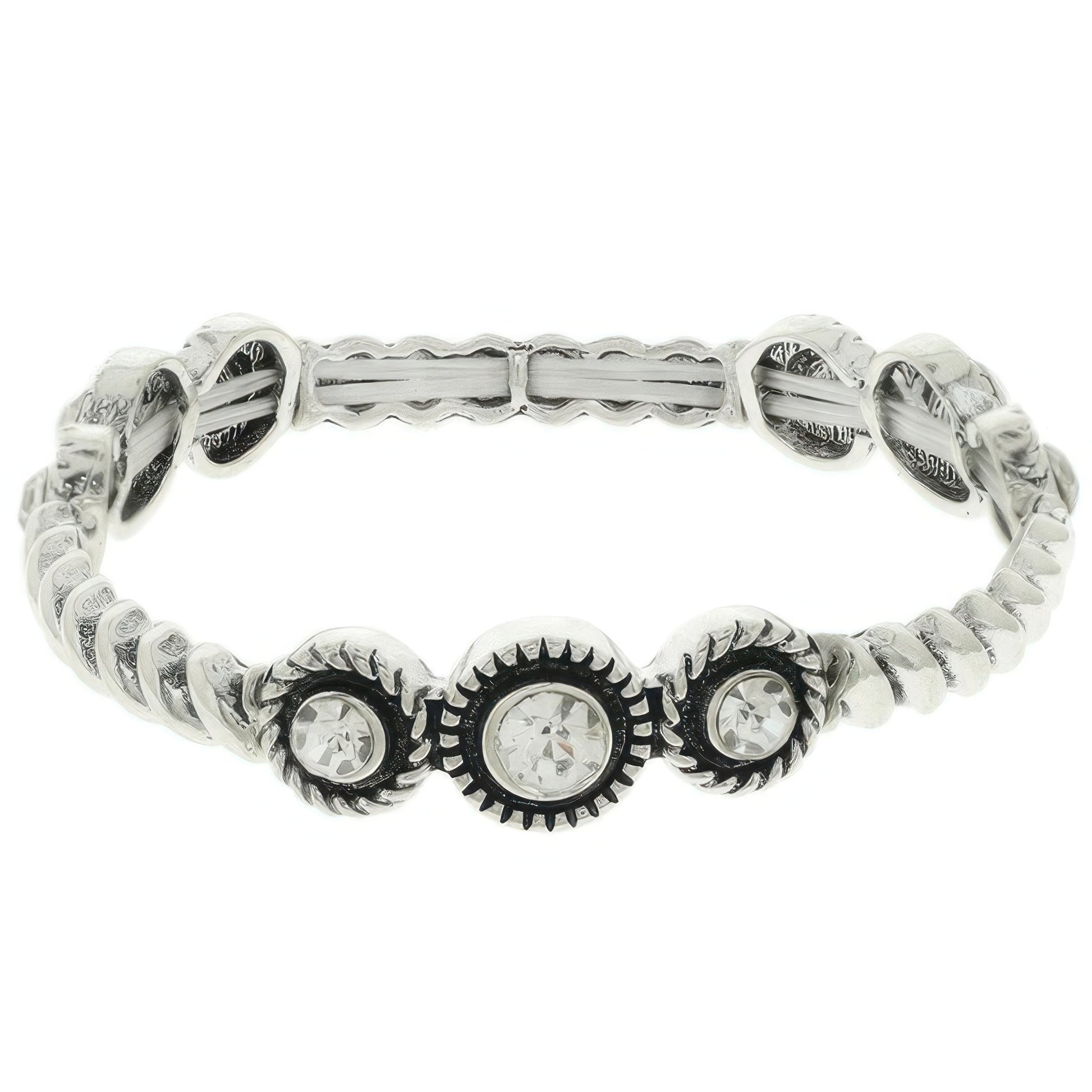 Western Crystal Bezel Ribbed Stretch Bracelet