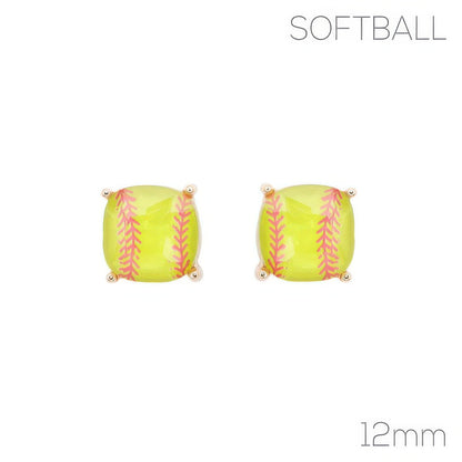 Gameday Cushion Cut Softball Earrings