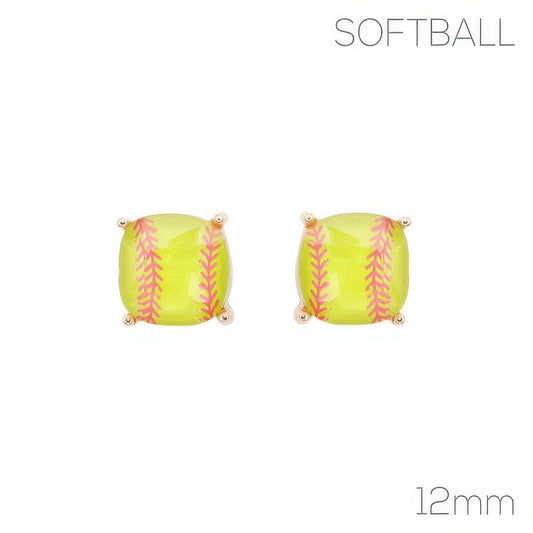 Gameday Cushion Cut Softball Earrings