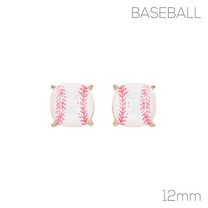 Gameday Cushion Cut Softball Earrings