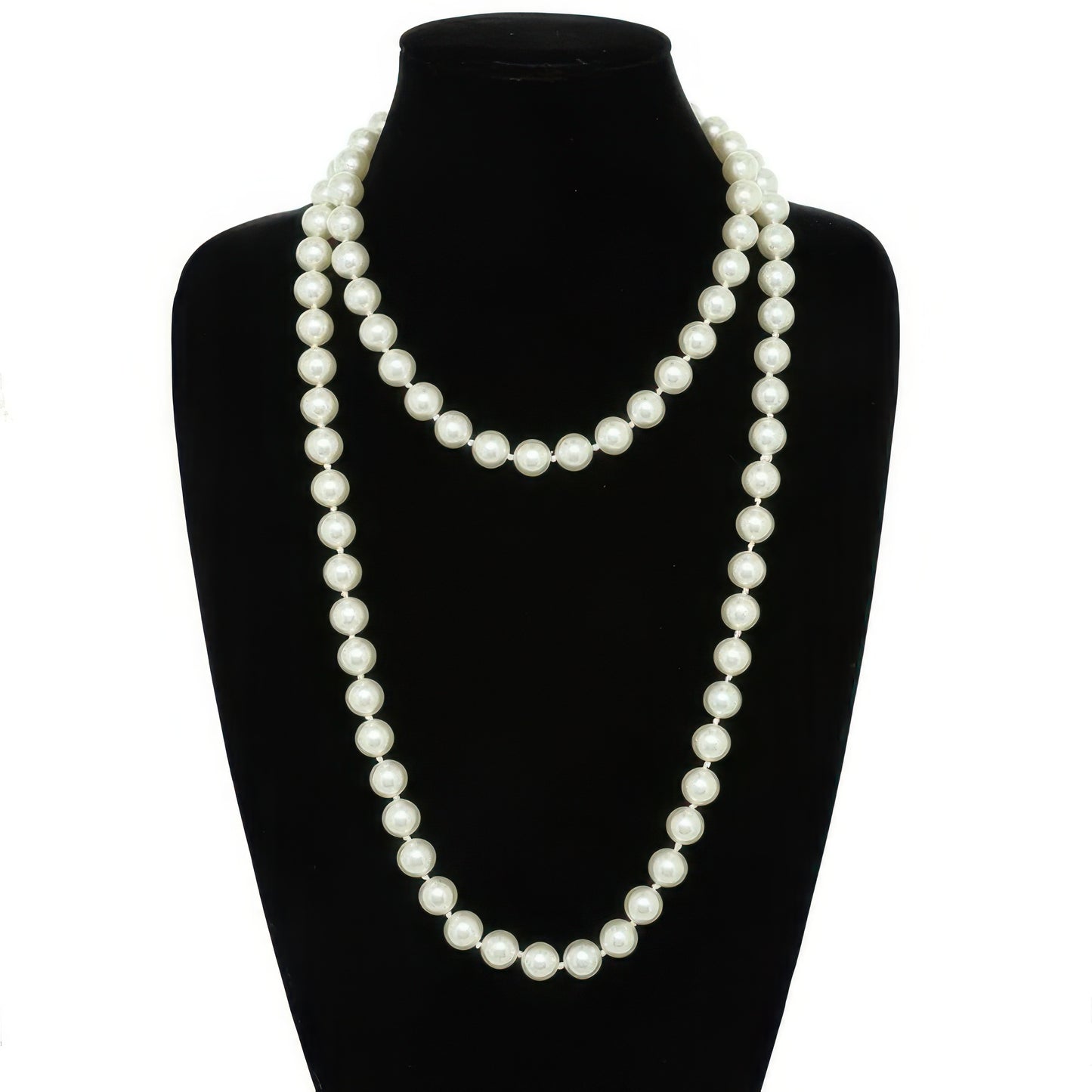 White Pearlescent Pearl Beaded Necklace
