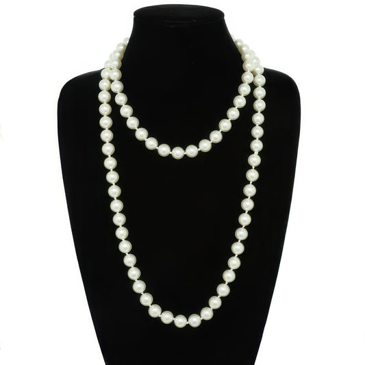 White Pearlescent Pearl Beaded Necklace
