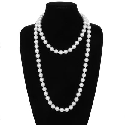 White Pearlescent Pearl Beaded Necklace