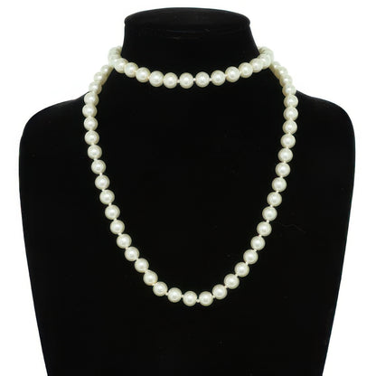 White Pearlescent Pearl Beaded Necklace