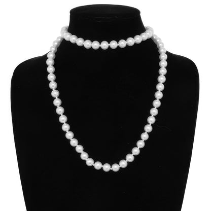 White Pearlescent Pearl Beaded Necklace