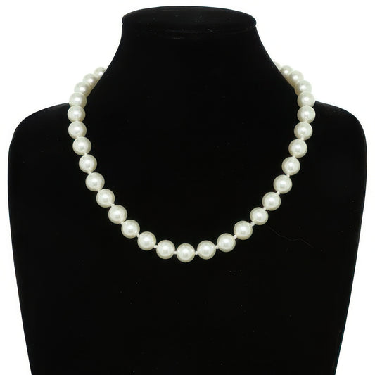 White Pearlescent Pearl Beaded Necklace