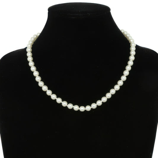 White Pearlescent Pearl Beaded Necklace