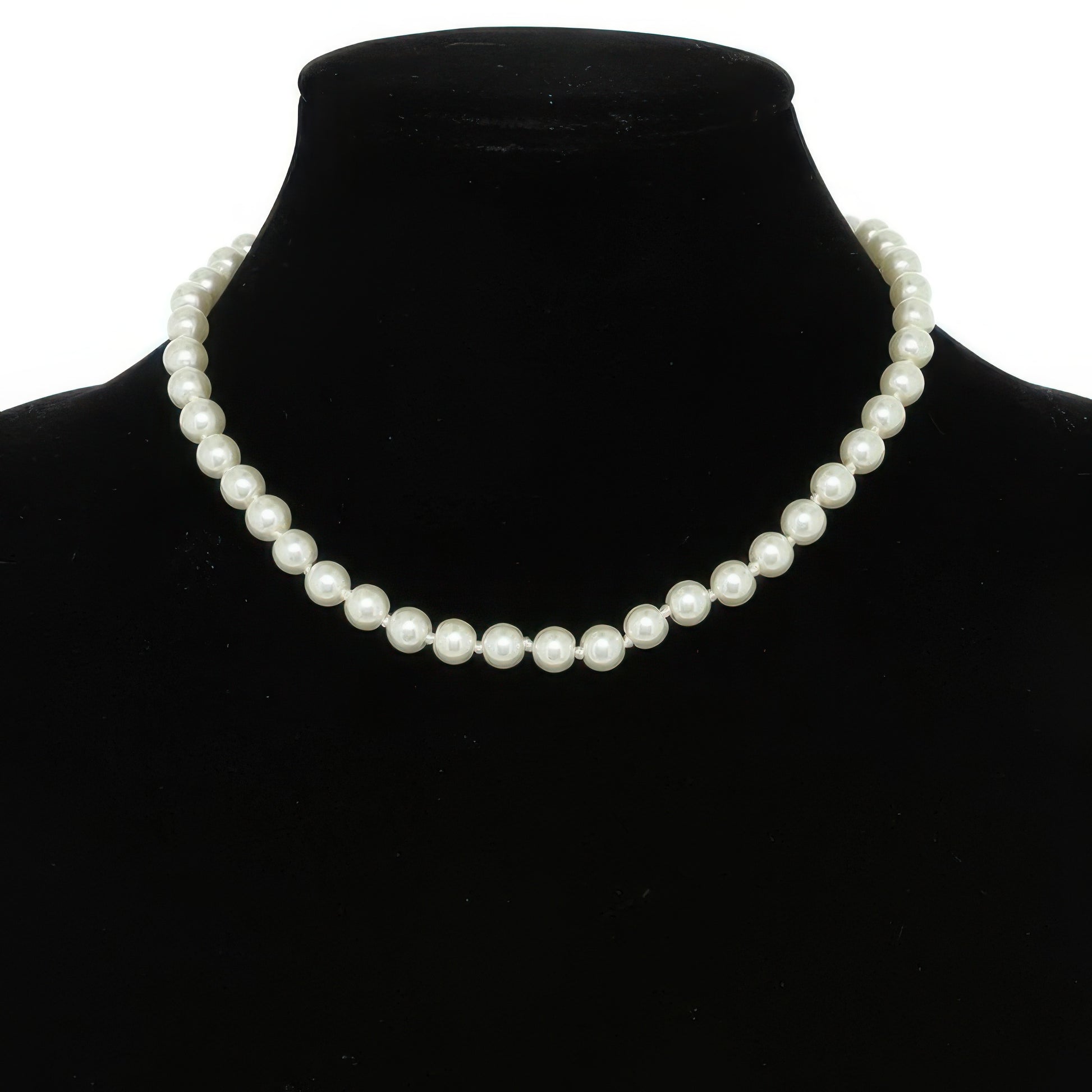White Pearlescent Pearl Beaded Necklace