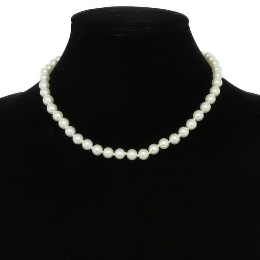 White Pearlescent Pearl Beaded Necklace