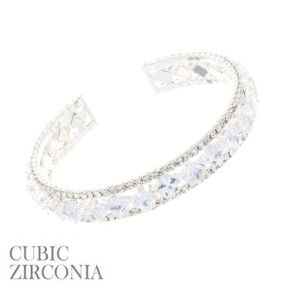 Princess Cut Cubic Zirconia Cuff Bracelet