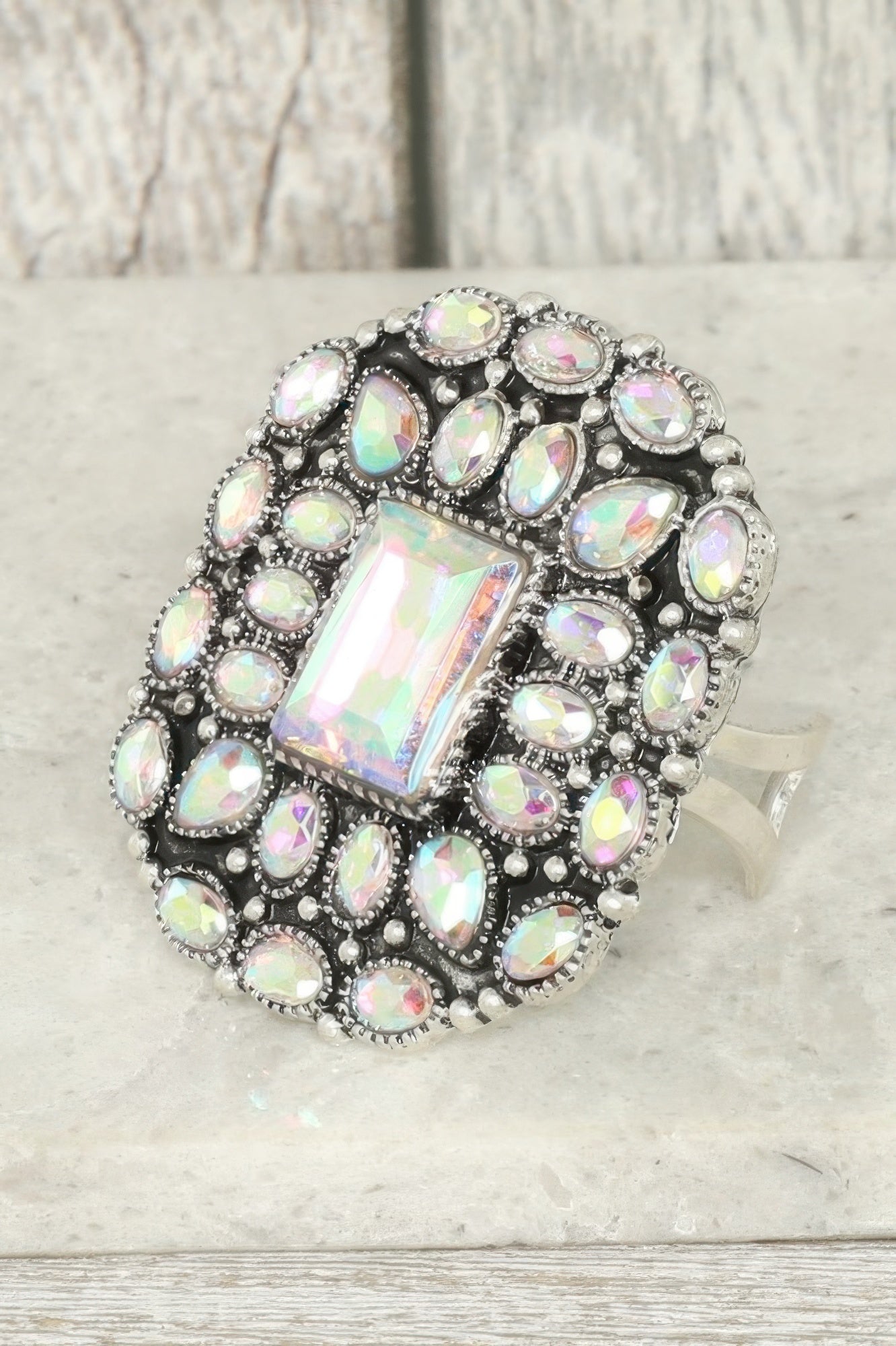 Western Floral Jeweled Cuff Ring