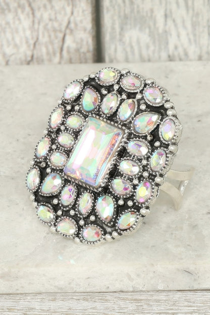 Western Floral Jeweled Cuff Ring