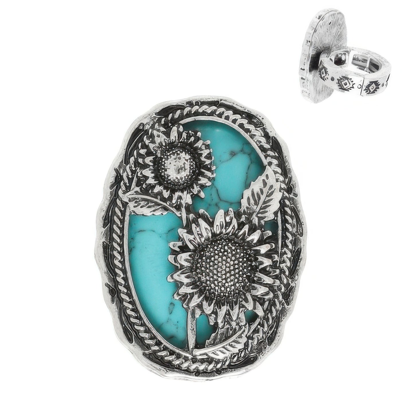 Western Oval Sunflower Stretch Ring