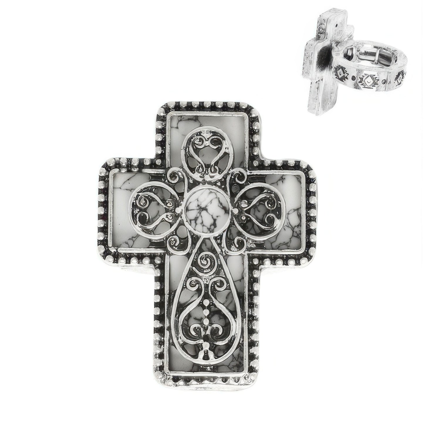 Western Turquoise Cross Stretch Ring