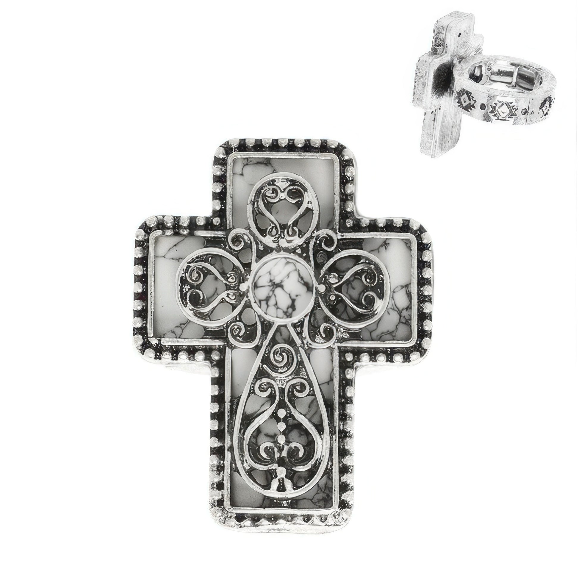 Western Turquoise Cross Stretch Ring