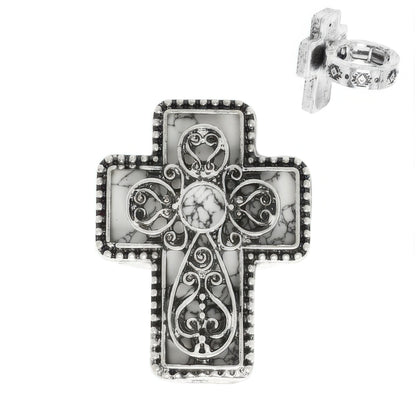 Western Turquoise Cross Stretch Ring