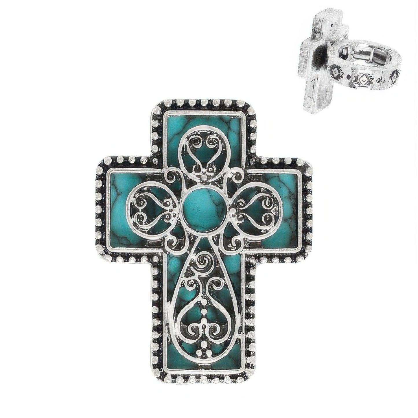 Western Turquoise Cross Stretch Ring