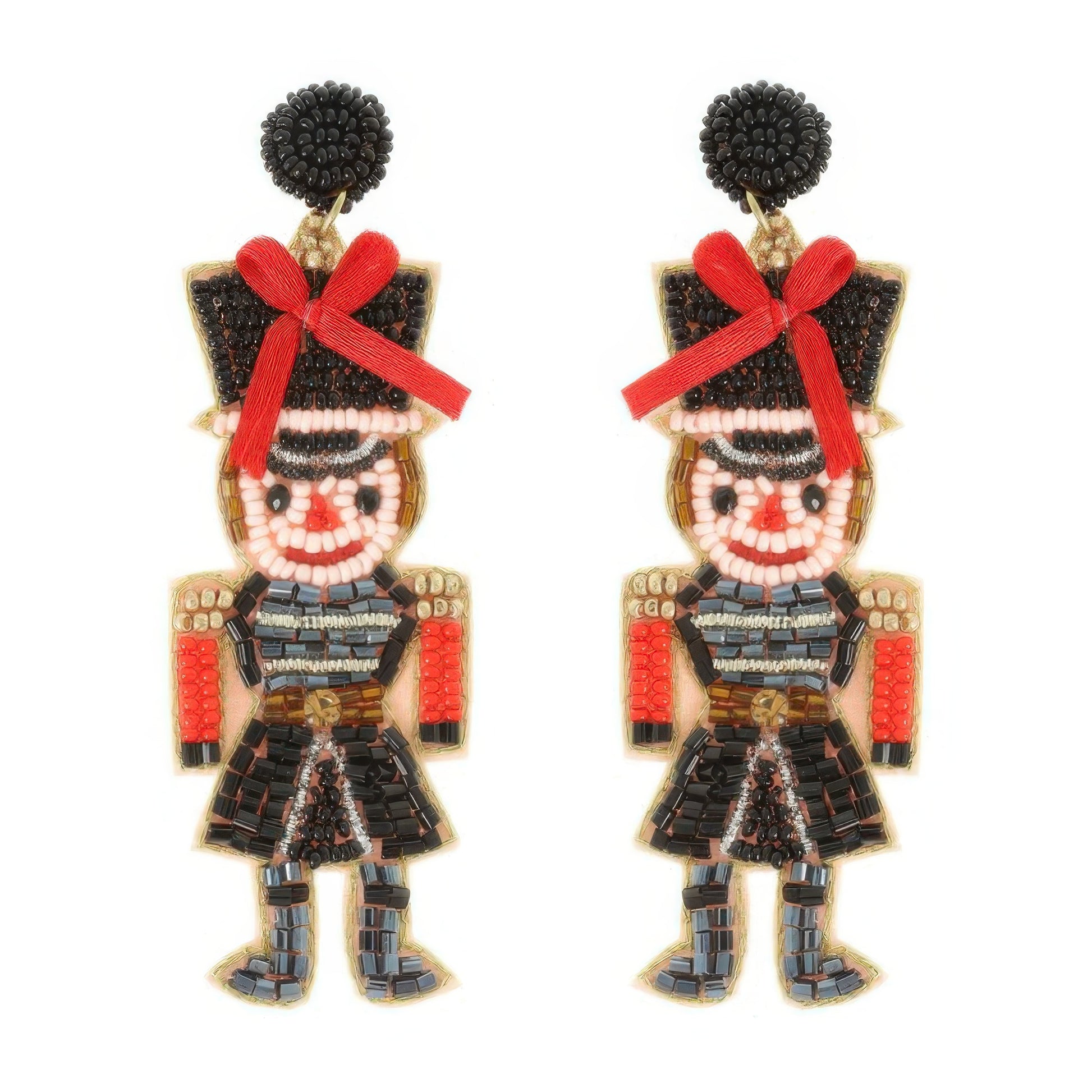 Christmas Nutcracker Seed Beaded Earrings