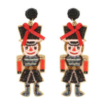 Christmas Nutcracker Seed Beaded Earrings