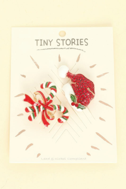 2pc Christmas Theme Brooch Pin Set