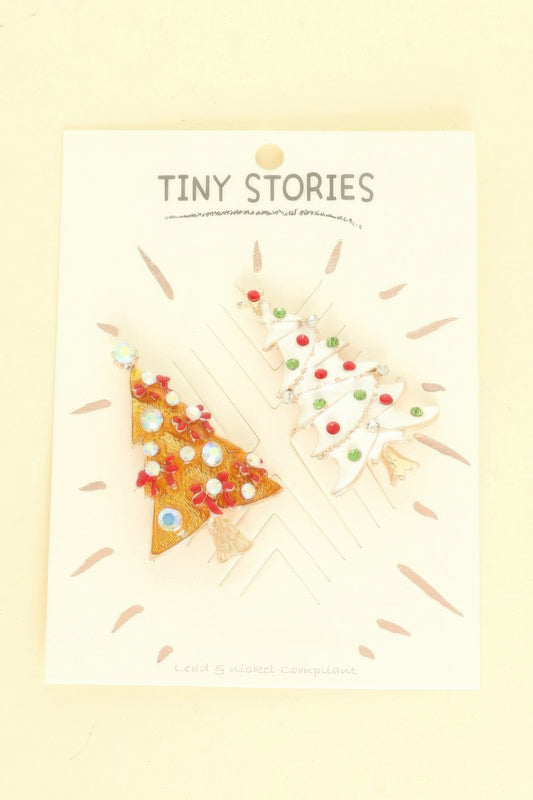2pc Christmas Theme Brooch Pin Set