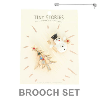 2pc Christmas Theme Brooch Pin Set