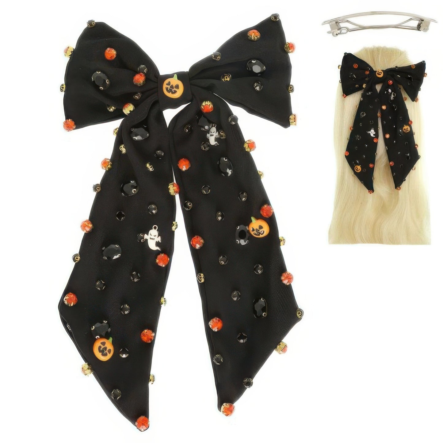 Halloween Theme Bow Barrette Hair Clip