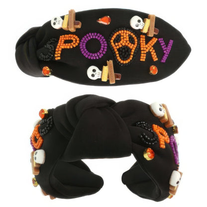 Halloween Spooky Beaded Top Knot Headband
