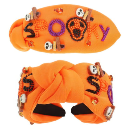 Halloween Spooky Beaded Top Knot Headband