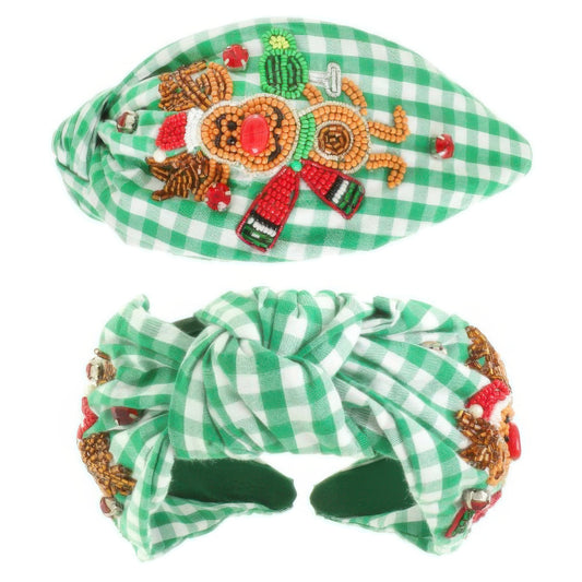 Christmas Rudolph Top Knot Headband