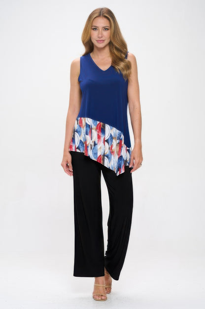 Plus Size Hit Sleeveless Contrast Top