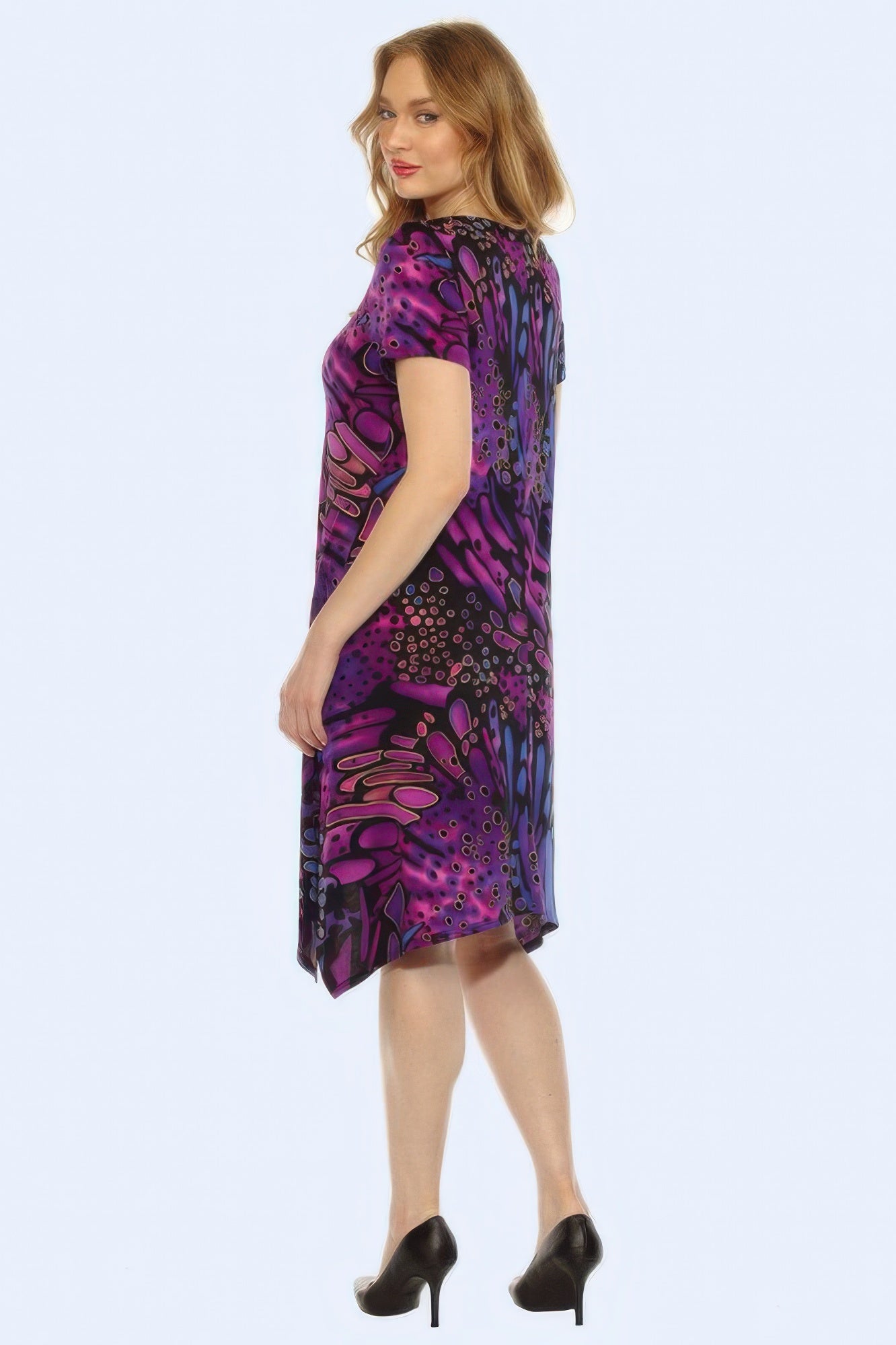 Hit Inbinding Boat Neck Shark Bite Hem Dress