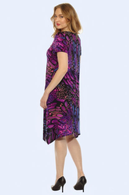 Hit Inbinding Boat Neck Shark Bite Hem Dress