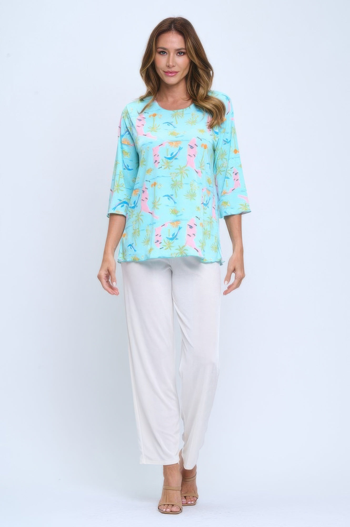 Quarter Sleeve Soft Round Neck Merrow Top