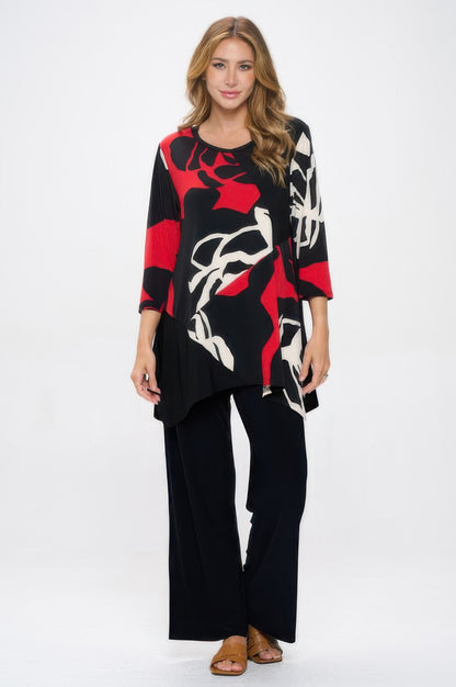Plus Size Hit Round Neck Band Tunic