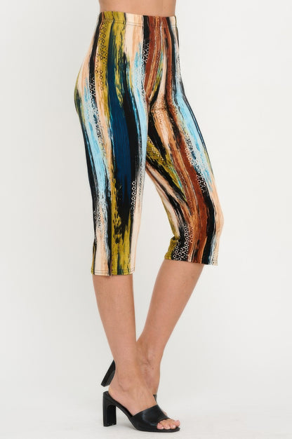 Plus Size Print Bns Capri Pants Set