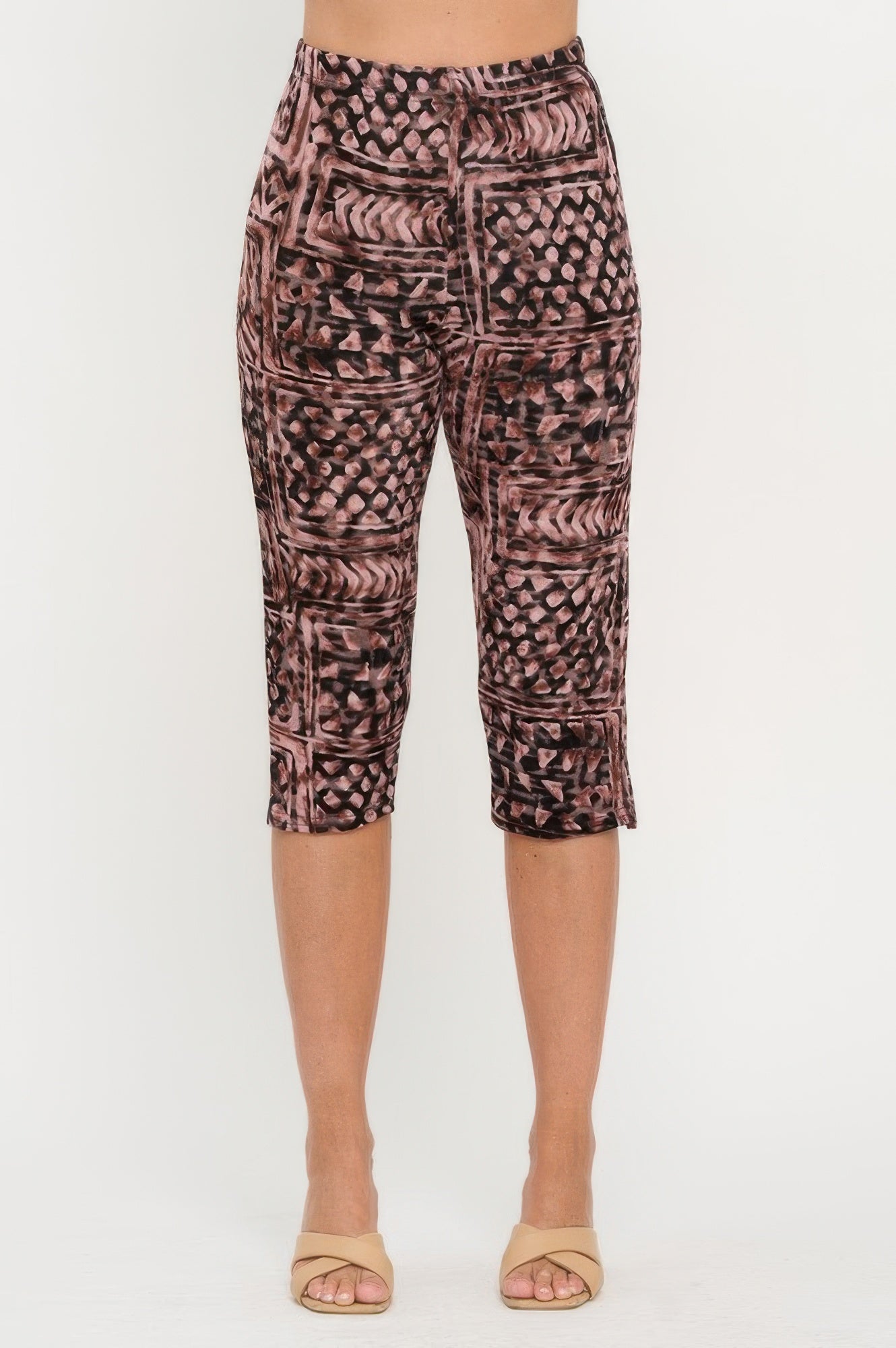 Plus Size Print Bns Capri Pants Set