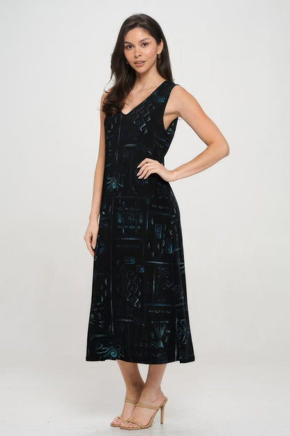 Bns V-neck Midi Tank Dress With Side Slit