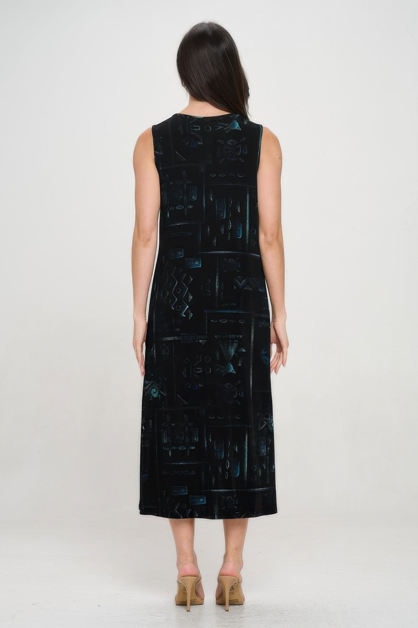 Bns V-neck Midi Tank Dress With Side Slit