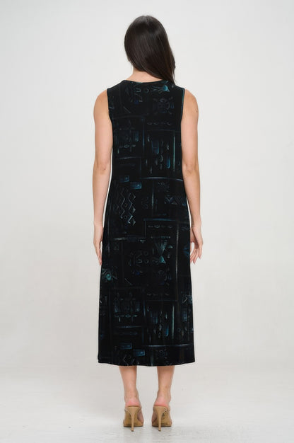 Bns V-neck Midi Tank Dress With Side Slit