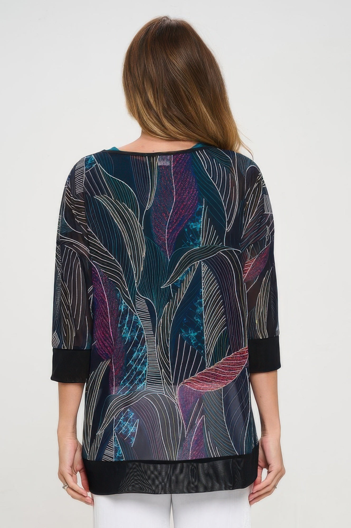 Mesh Romance Key-hole Contrast Top