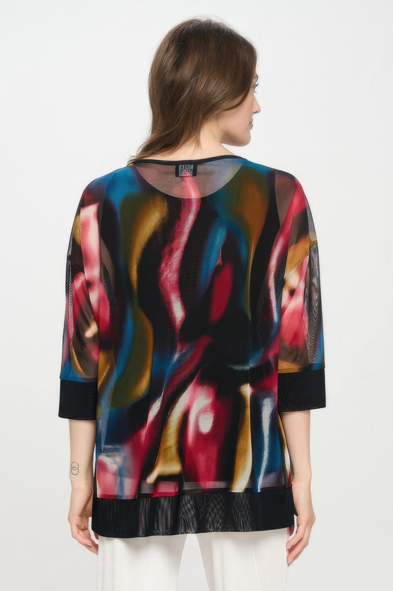 Mesh Romance Key-hole Contrast Top