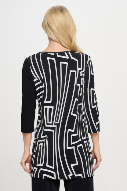Hit Contrast V-neck Tunic Top