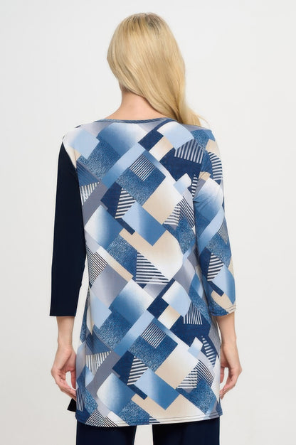 Hit Contrast V-neck Tunic Top