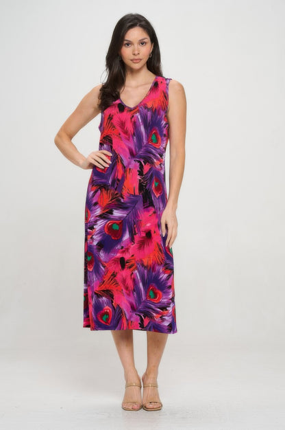 Bn V-neck Midi Tank Dress With Side Slit
